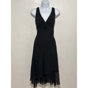 VTG 90s Y2K D.J.Summers Midi Babydoll Whimsigoth Dress 8 Black Dark Fairy Glam